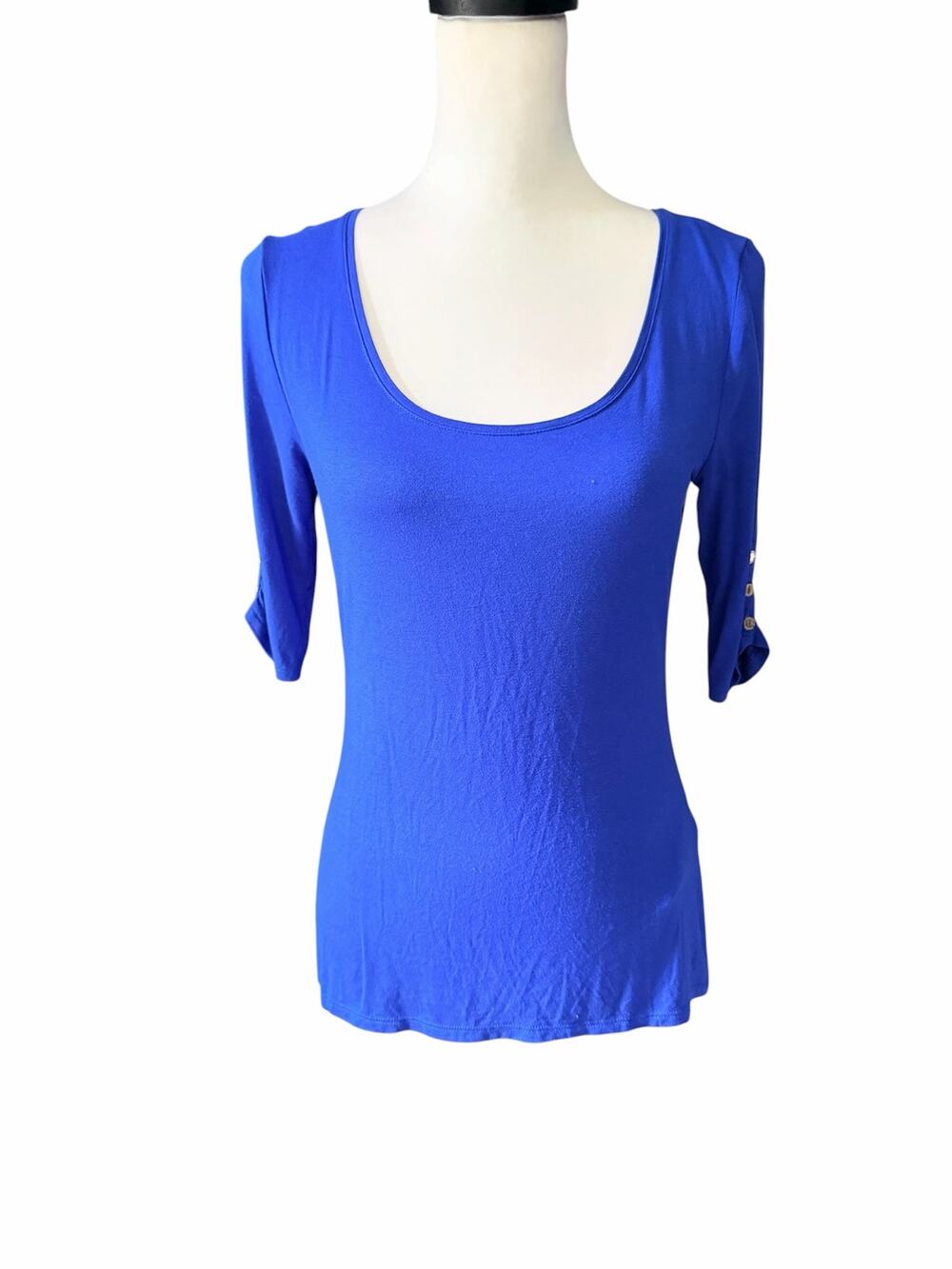 White House Black Market Blue Short Sleeve Top Small